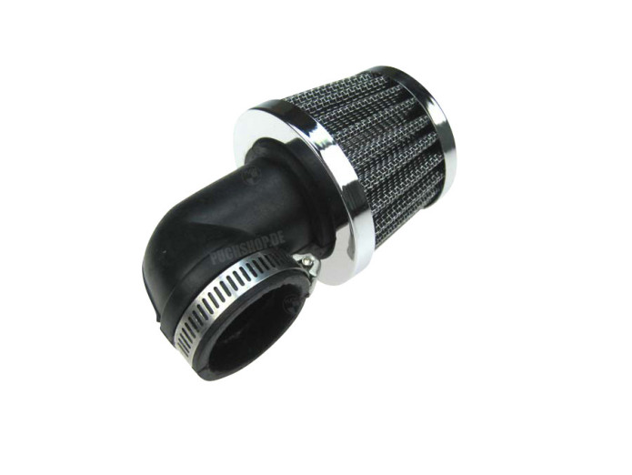 Air filter 28mm powerfilter angled 90 degrees chrome 