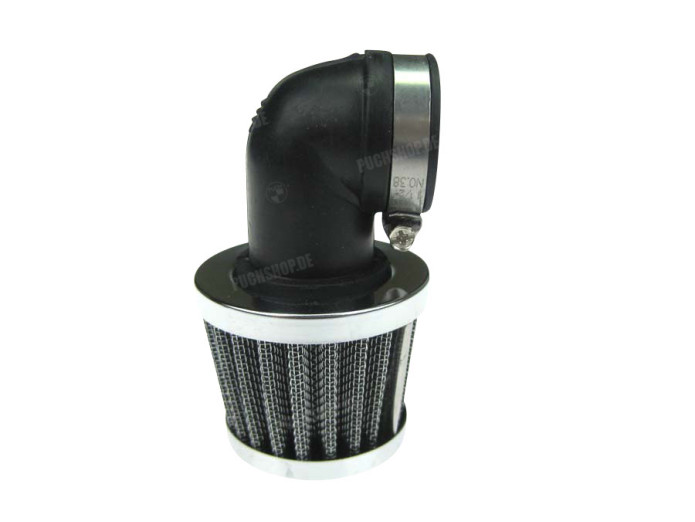 Air filter 28mm powerfilter angled 90 degrees chrome 