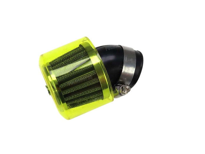 Luchtfilter 26mm 35mm power 45 graden schuin chroom gele kap