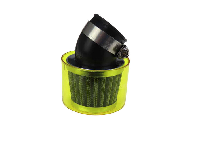 Luchtfilter 26mm 35mm power 45 graden schuin chroom gele kap