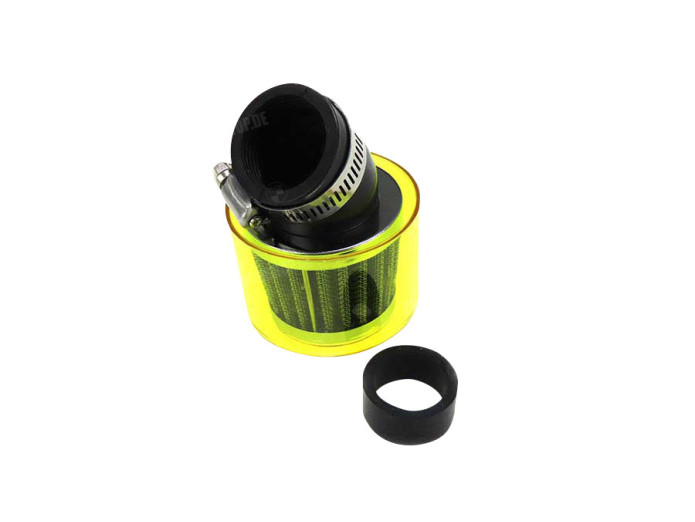Luchtfilter 26mm 35mm power 45 graden schuin chroom gele kap