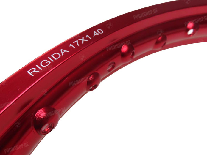 17 inch rim 17x1.40 spoke wheel alu Rigida red anodised
