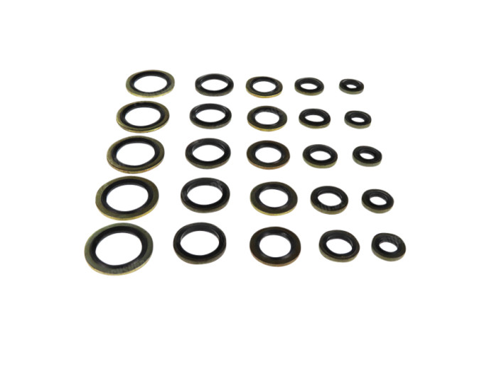 Range of sealing rings set 250pieces rubber / brass 