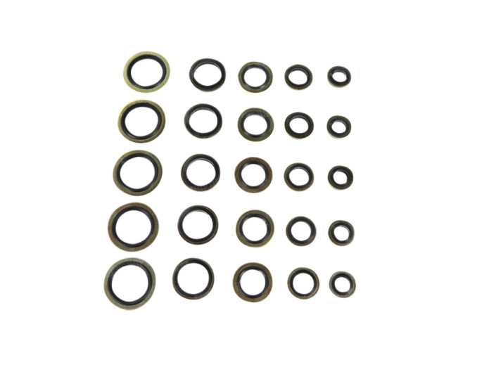 Range of sealing rings set 250pieces rubber / brass 