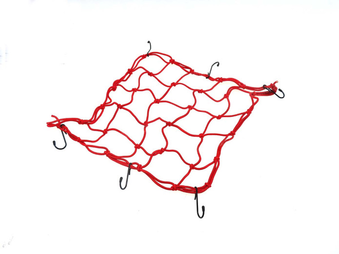 Gepäcknetz elastisch 40x40cm mit 6 Haken rot