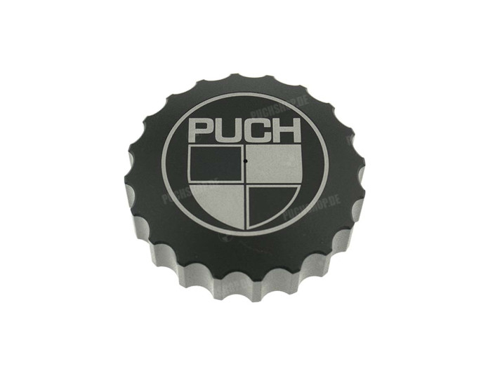 Tankdop Puch Maxi alu bajonet zwart geanodiseerd 66Heroes