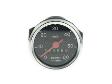 Teller kilometer 48mm 60km/h VDO replica zwart met Puch logo