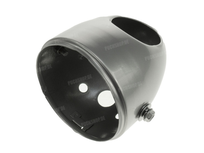 Headlight egg-model 102mm Puch Maxi S / N side mount as original housing silver