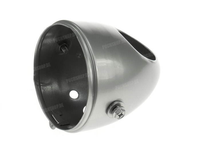 Headlight egg-model 102mm Puch Maxi S / N side mount as original housing silver