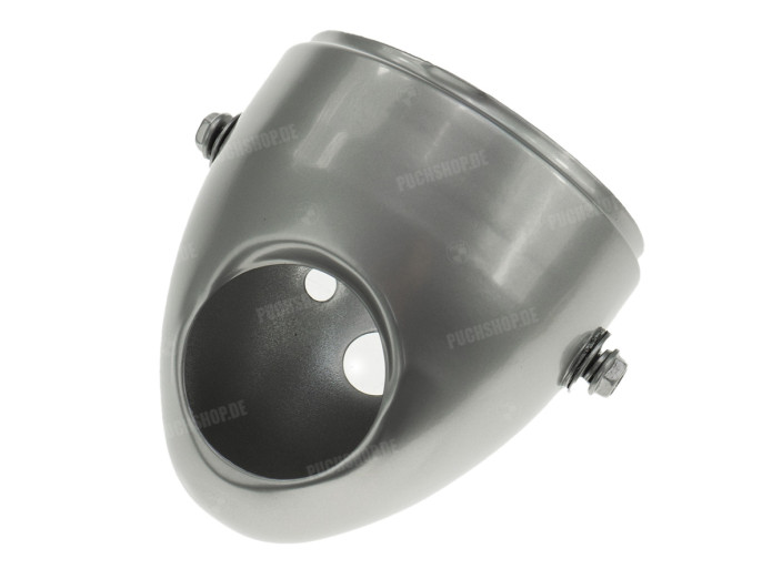 Headlight egg-model 102mm Puch Maxi S / N side mount as original housing silver