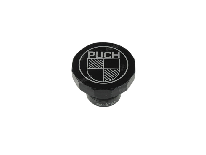 Tankdeckel 30mm Puch Maxi original Logo Alu Schwarz eloxiert