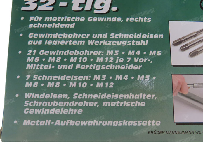 Gewindeschneidsatz 32-teilig Mannesmann A-Qualität