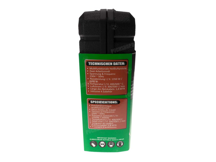 Heißluftpistole 1350 / 2000 Watt mit Zubehör