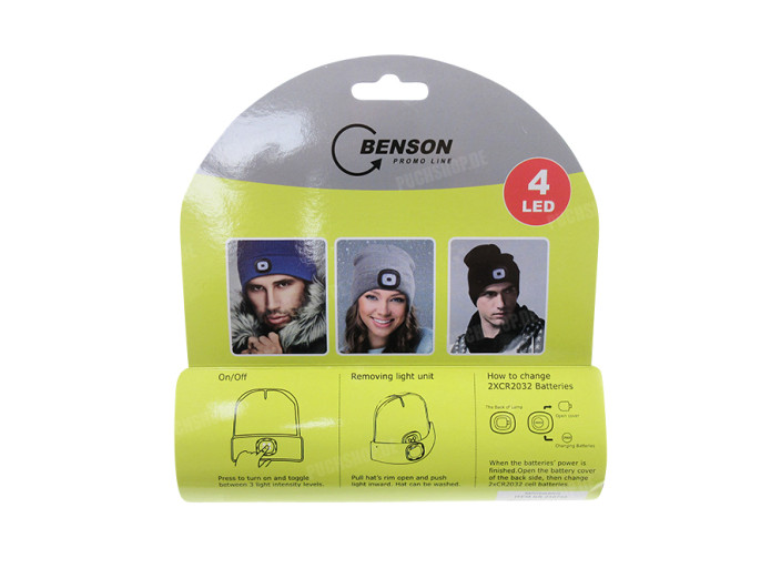 Beanie hat with LED lamp grey 