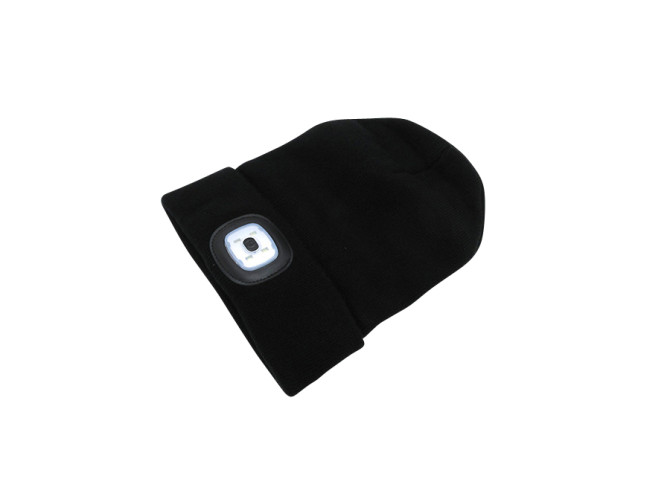 Beanie Muts met LED lamp zwart