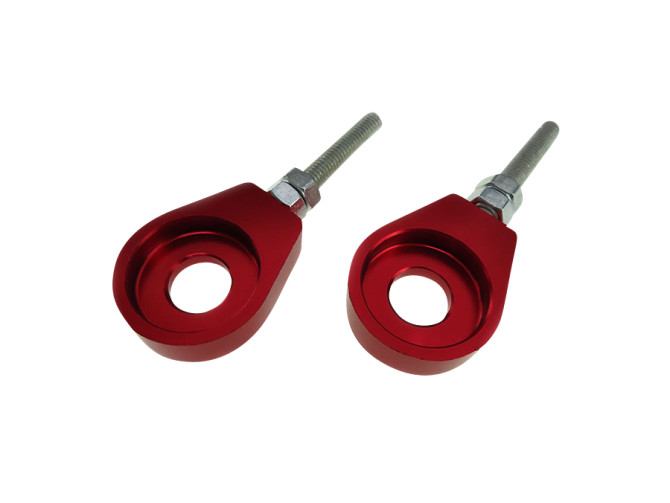 Kettingspanner M6 12mm CNC aluminium rood (2 stuks)