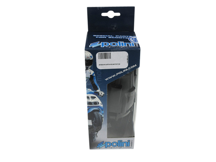 Luchtfilter 46mm schuim Polini Air Box haaks 90 graden zwart / blauw
