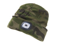 Beanie muts met LED lamp groen camouflage