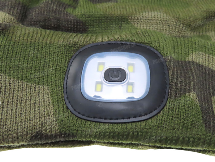 Beanie hat with LED lamp green camouflage