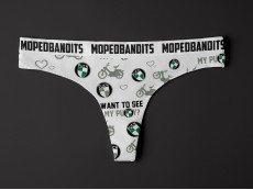 Dames slip / string wit met Puch print Moped Bandits®