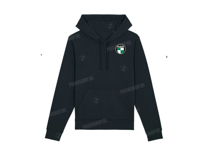 Hoodie Puch logo voor en achter zwart (S-XXXL)