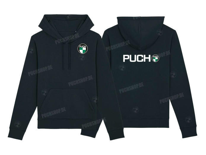 Hoodie Puch logo voor en achter zwart (S-XXXL)