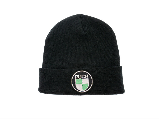 Beanie muts met orgineel Puch logo Patch zwart