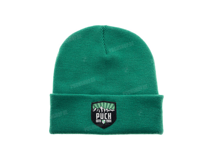 Beanie muts met Puch logo patch groen