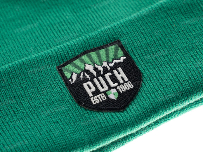 Beanie muts met Puch logo patch groen