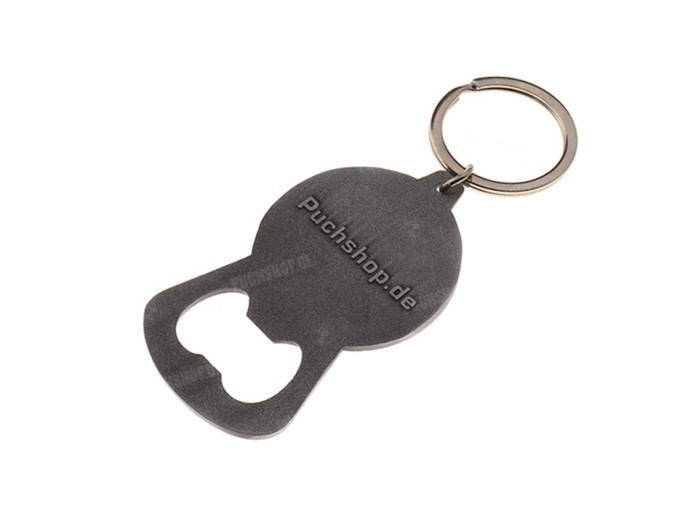 Schlüsselanhänger mit Flaschenöffner Metall Puch Logo