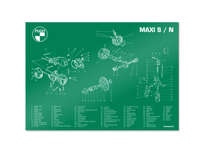 Poster "Exploded view Maxi S / N" A1 (59,4x84cm) Engels