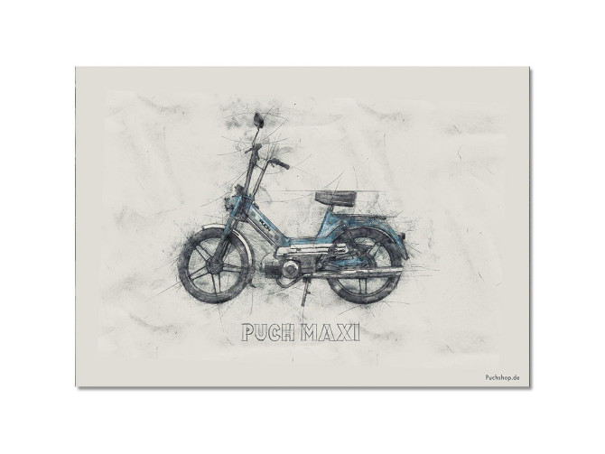 Poster "Puch Maxi tekening houtskool" A1 (59,4x84cm)