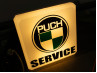 Lichtreclame bak vierkant Puch logo rond service