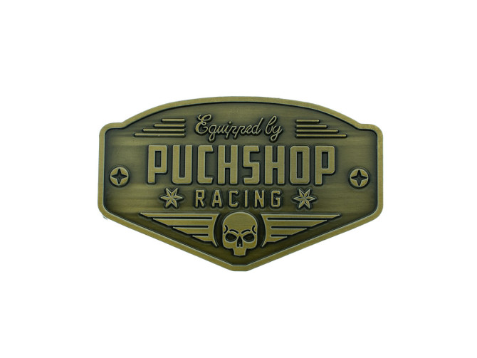 Sticker "Puchshop Racing Equipped" badge Emaille RealMetal 6x3.2cm