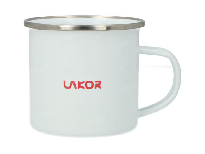 Lakor Puch Emaille Mok wit 350ml – Iconisch Puch Maxi Design | Vaatwasserbestendig