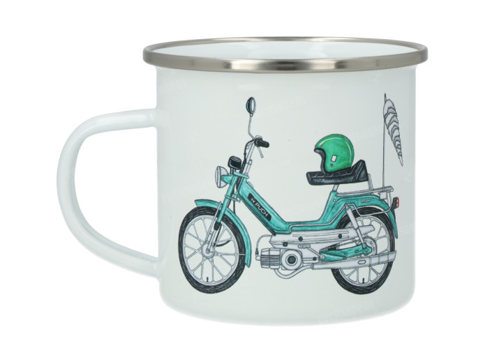Lakor Puch Green Enamel Mug White 350ml – Puch Maxi Design