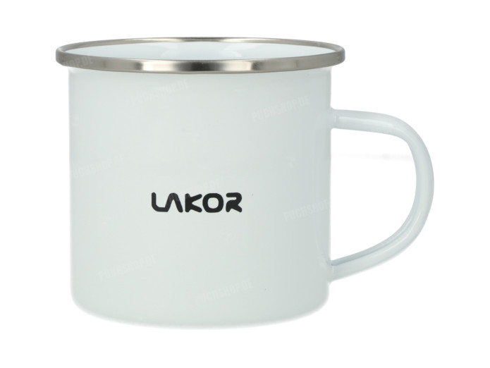 Lakor Puch Green Enamel Mug White 350ml – Puch Maxi Design