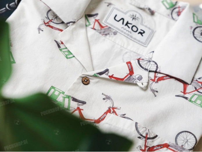 Hawaiian Blouse Lakor "Red Puch" Star White (S-XXXL)