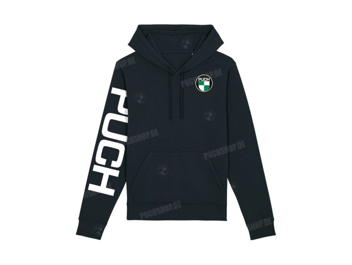 Hoodie Puch logo en mouwbedrukking zwart (S-XXXL)