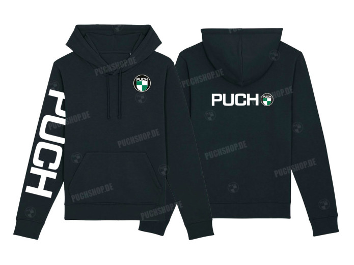 Hoodie Puch logo en mouwbedrukking zwart (S-XXXL)