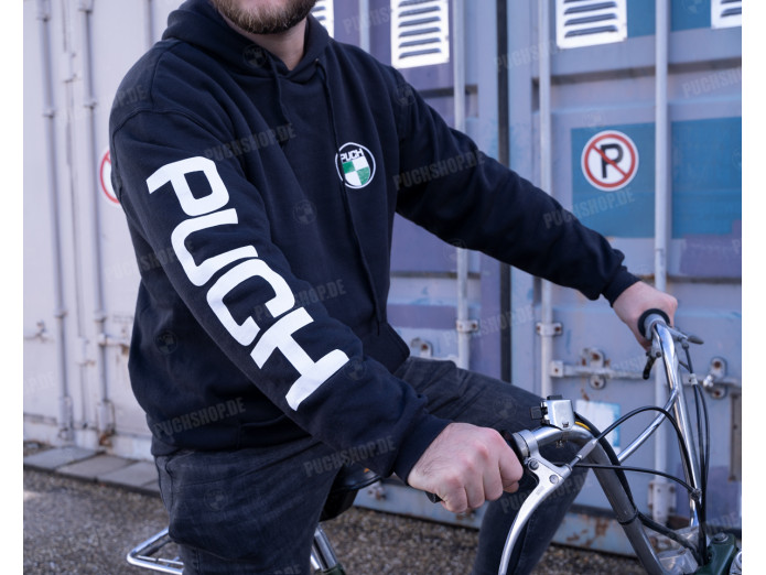Hoodie Puch logo en mouwbedrukking zwart (S-XXXL)