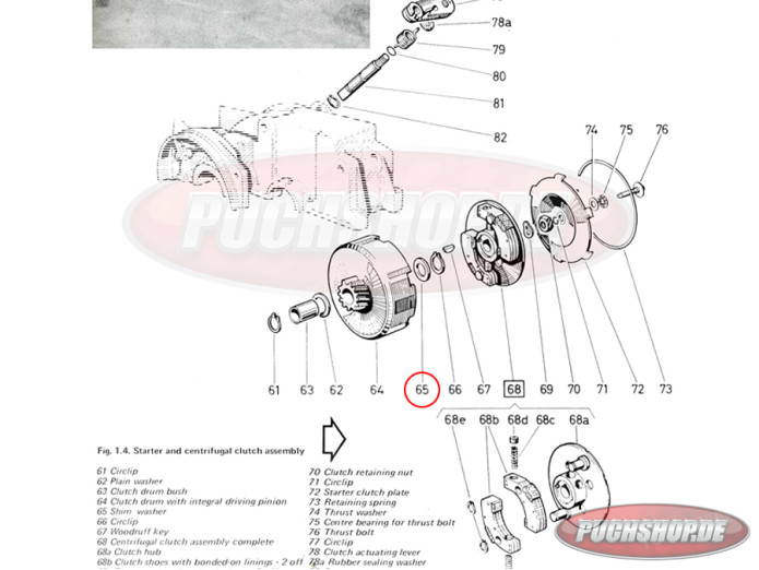 Koppeling Puch Maxi / E50 shimring voor 15x21 