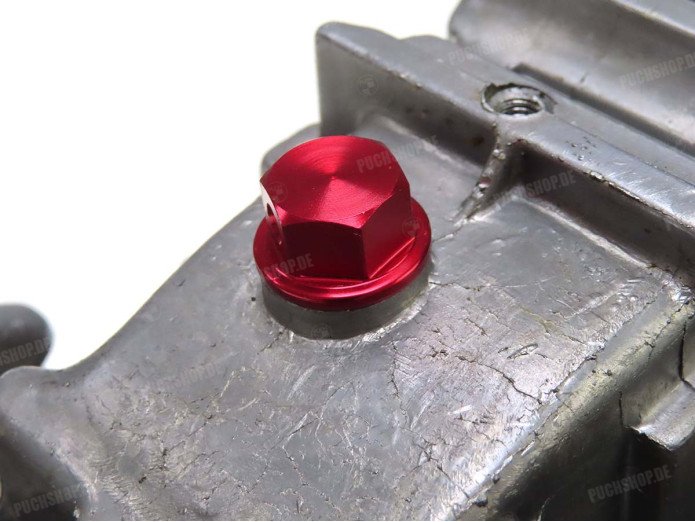 Olie aftapbout M8x1.25 met magneet aluminium rood Racing 