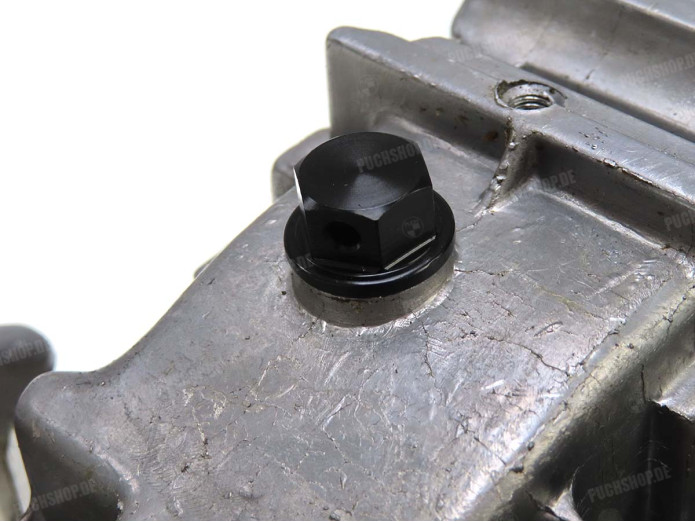 Olie aftapbout M8x1.25 met magneet aluminium zwart Racing