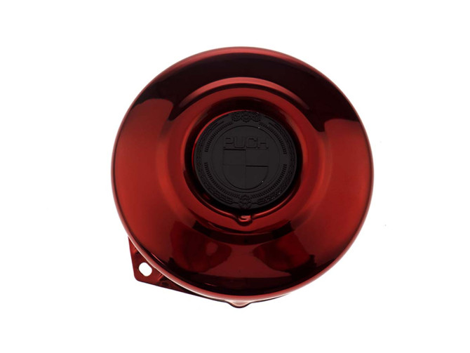 Vliegwieldeksel Puch Maxi E50 / Z50 / ZA50 *Exclusive* Candy rood met RealMetal embleem