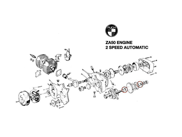 Needle bearing Puch ZA50 engine HK1612 shift axle (16x22x12)