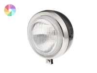Koplamp rond 130mm Maxi custom GUIA poedercoat met chroom (kleur naar keuze)