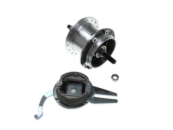 Hub Puch Maxi N spoke wheel rear with brake torque plate 