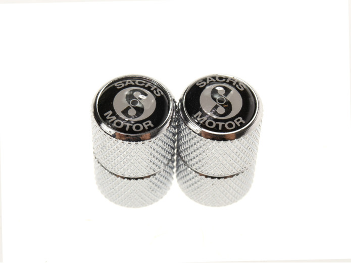 Ventieldopjes-set Alu met Sachs logo zwart/wit