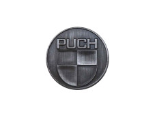 Sticker Puch logo rond 38mm RealMetal zilver kleur